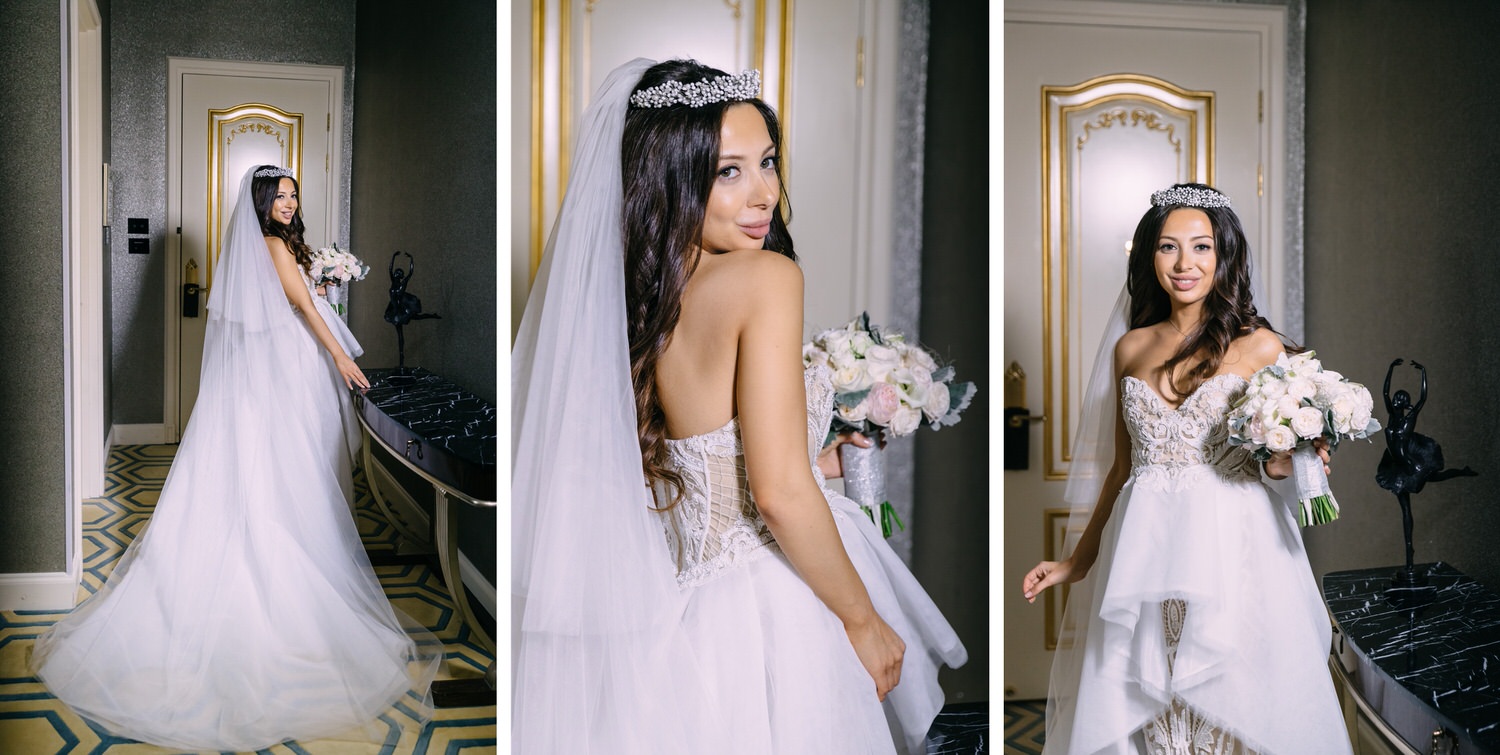 номер для молодоженов St Regis Никольская, свадебная фотосессия в гостинице в Москве
