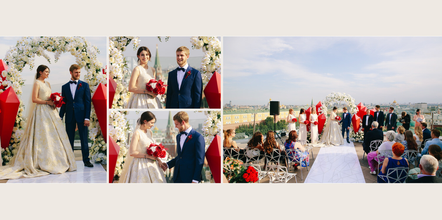 Свадебная церемония на крыше отеля Ритц-Карлтон Ritz Carlton Москва