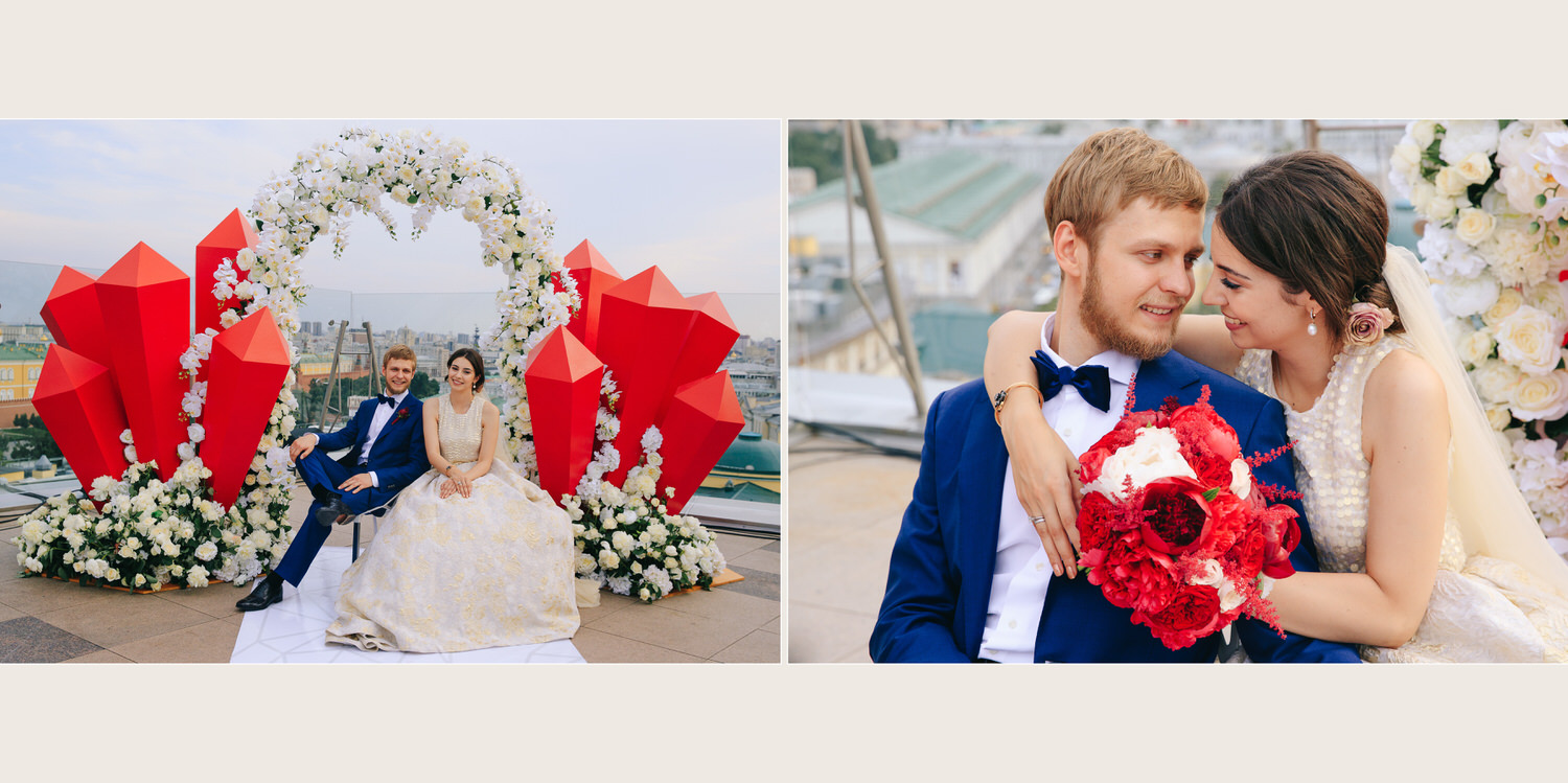 Свадебная церемония на крыше отеля Ритц-Карлтон Ritz Carlton Москва